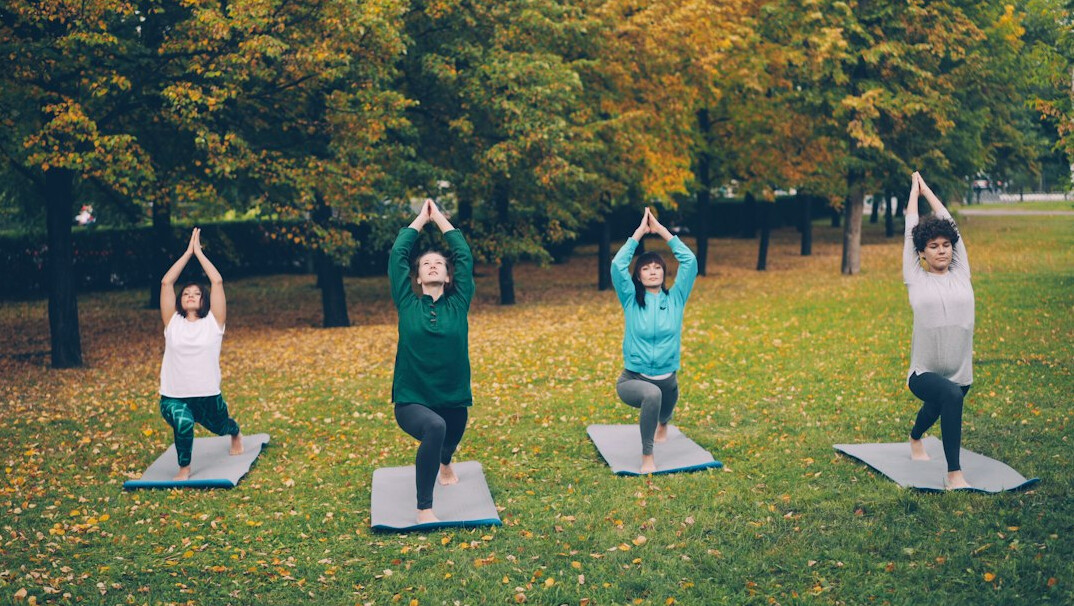 seniors doing gentle yoga
